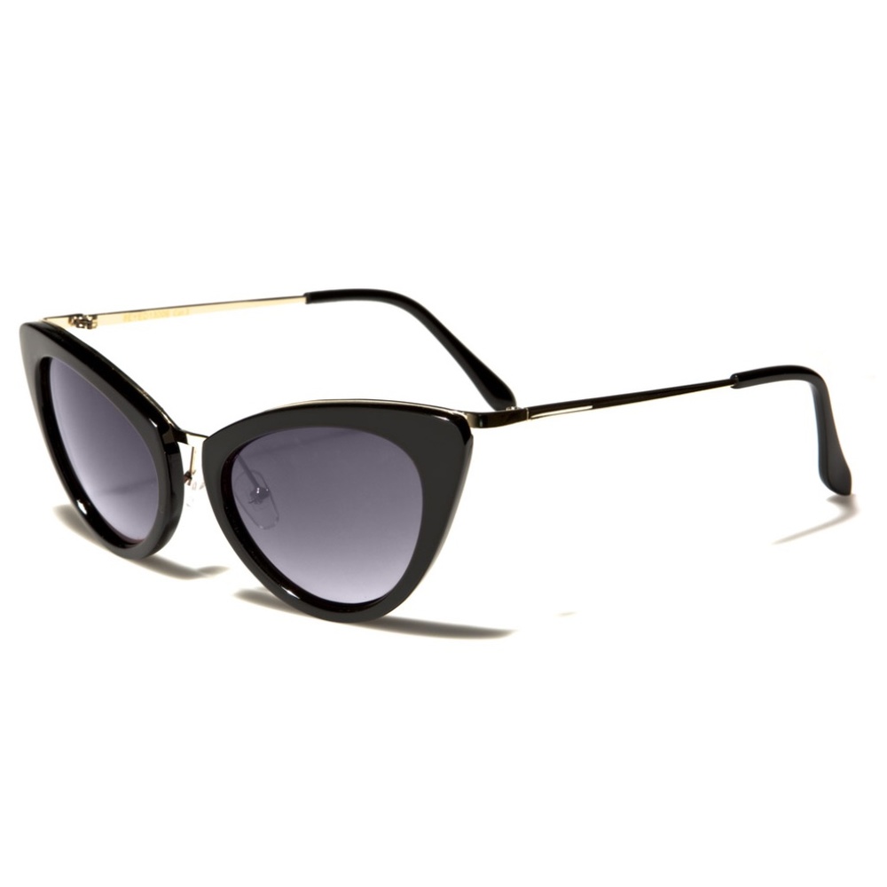 Cat Eye Retro Sunglasses Black Gradient Gold